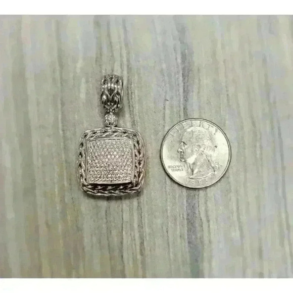 John Hardy Sterling Silver Classic Chain Enhancer with Pave Diamonds - Picture 5 of 8